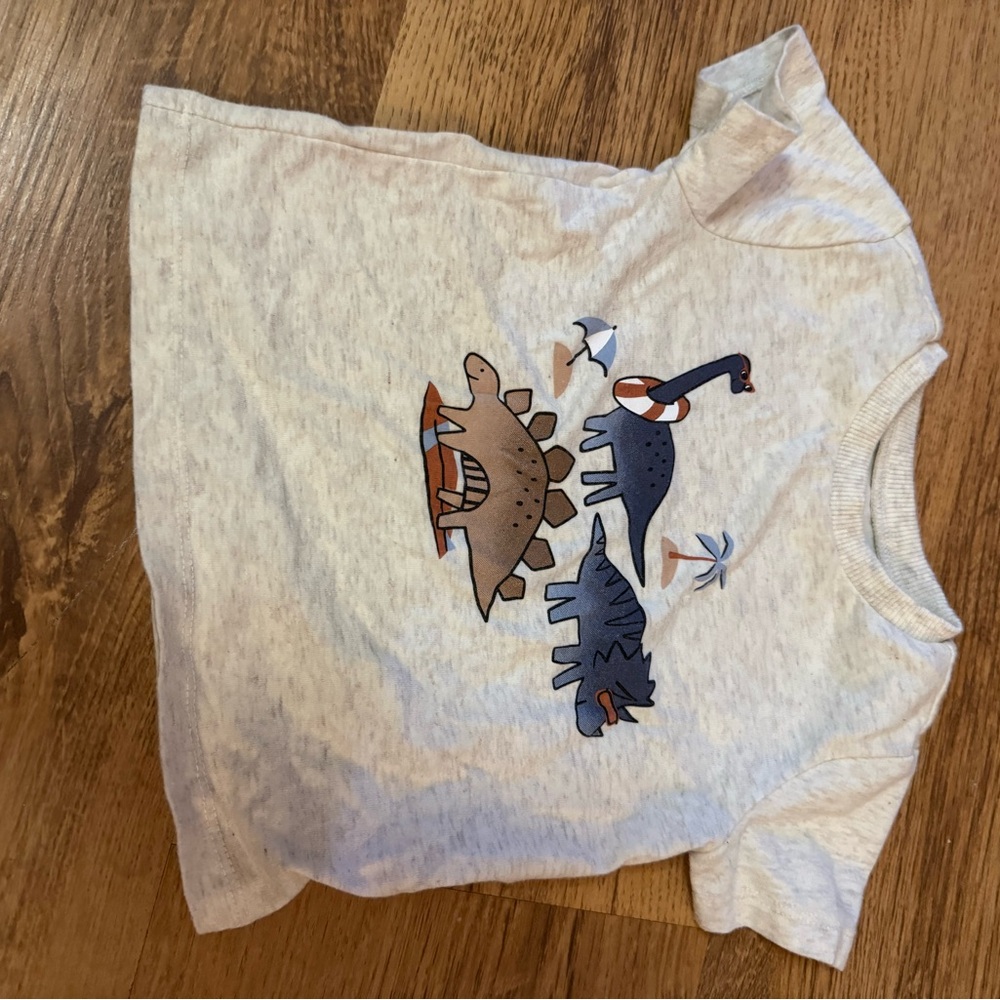 Dinosaur Print Kids Shirt - Cream